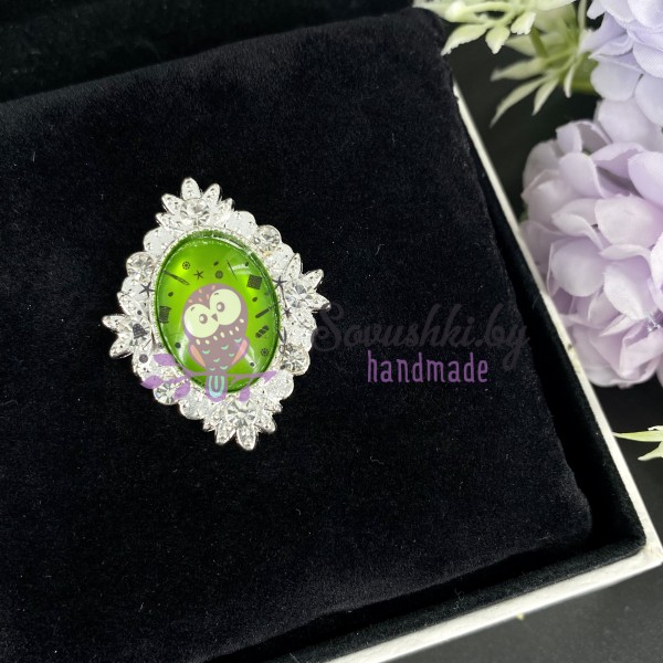 Серединка ювелирная, зеленый/серебро