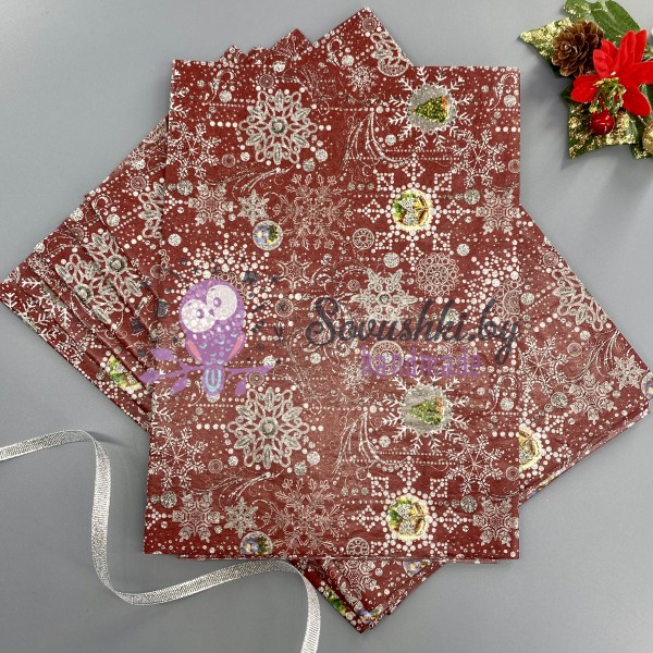 Бумага тишью с рисунком "Новый год" (7 листов 50х70 см)