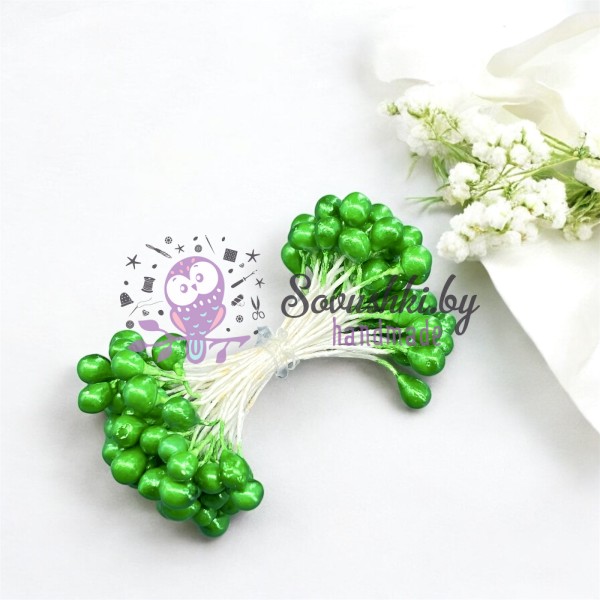 Тычинки глянцевые (50 нитей = 100 головок), зеленый