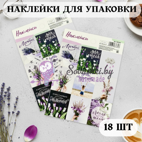 Наклейки для упаковки и подарков "Мечтай" (18 шт)